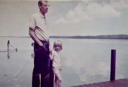 Katherine Heiny with her father at Lake Charlevoix, Michigan, in 1973.
