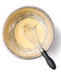 Beat the egg in a bowl until thoroughly mixed. Gradually whisk this into 60g cornflour until you have a smooth batter, then season.