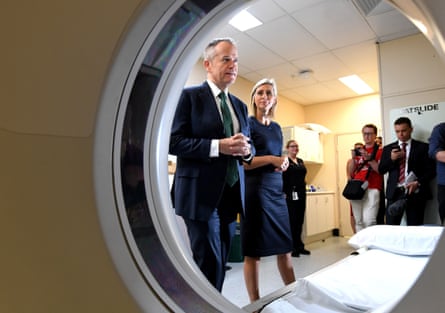 Bill Shorten (left) with Labor candidate for Longman, Susan Lamb, during a visit to Caboolture hospital.