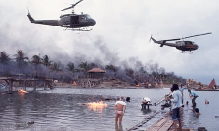 Shooting the helicopter attack on location in the Philippines