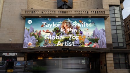 An advert announcing that Taylor Swift is Spotify’s most-streamed artist in 2023.