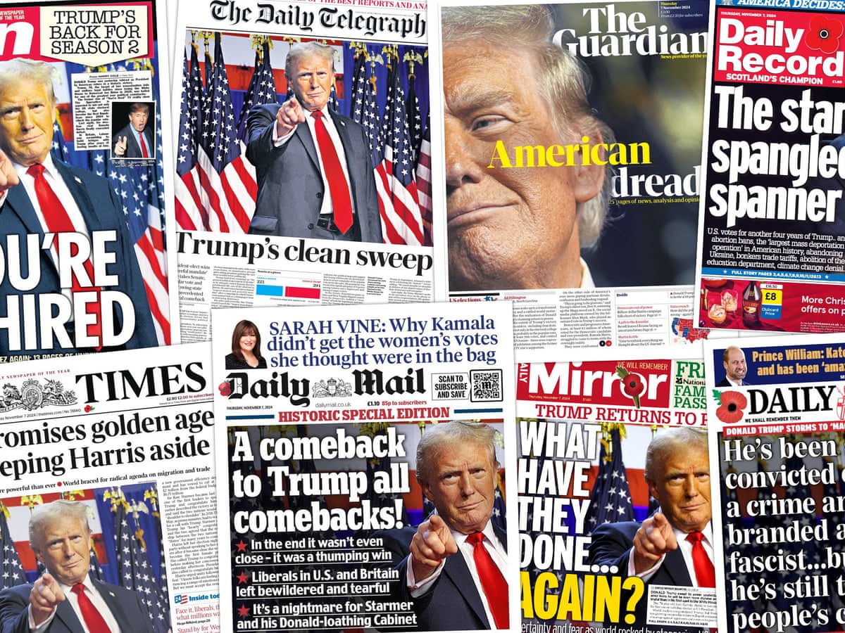 What have they done…Again?': What the UK papers say after Trump's momentous political comeback | US elections 2024 | The Guardian