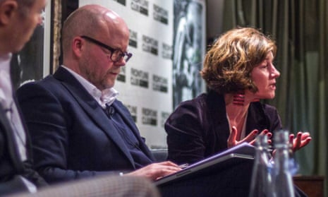The Spectator’s Toby Young taking part in a Frontline Club debate with the Guardian’s Natalie Nougayrède. 
