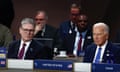 Keir Starmer sits alongside Joe Biden at the Nato summit