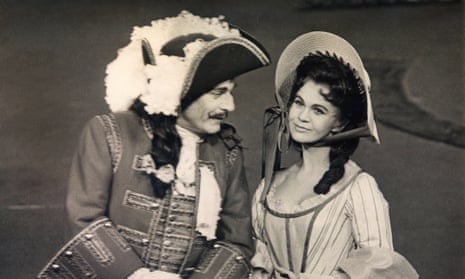 Mary Miller and Laurence Olivier in the National Theatre production of The Recruiting Officer at the Old Vic, 1963
