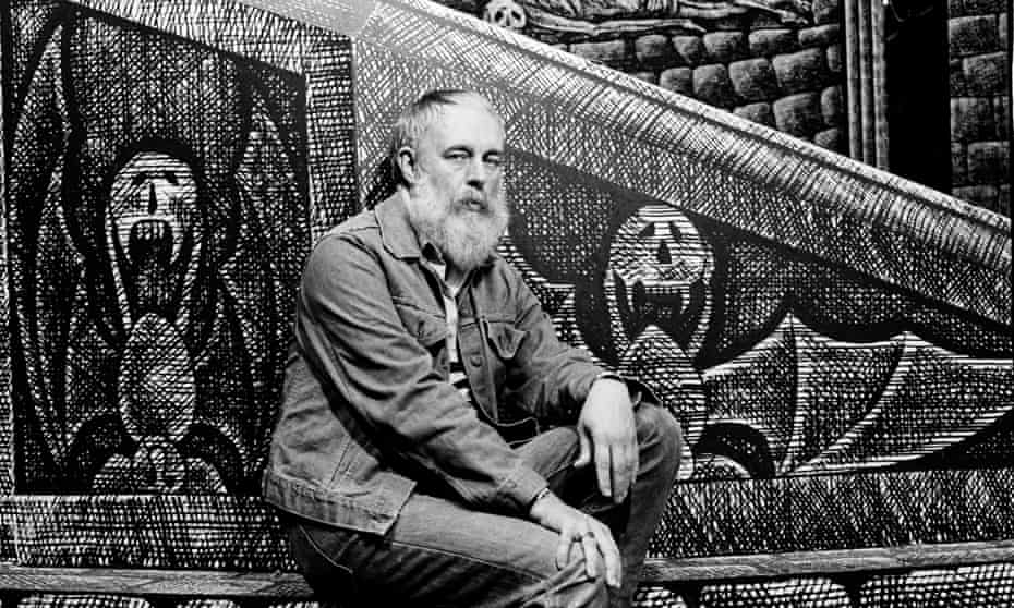 Edward Gorey on the set he designed for the Broadway production of Dracula, for which he won a Tony award for best costume design. 