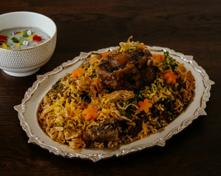 Oudh 1722’s mutanjan dam biryani of oxtail, aged basmati and sweet carrot.