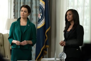 Bellamy Young and Kerry Washington in Scandal.