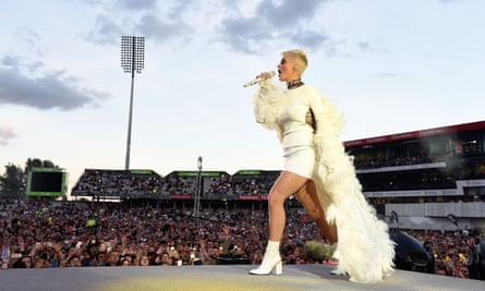 ‘Don’t let them win’: Perry performing at the One Love Manchester benefit concert at Old Trafford on 4 June.