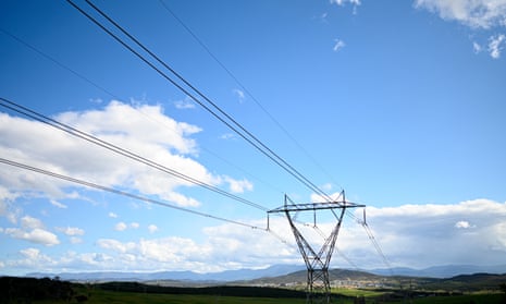Electricity power lines near Canberra