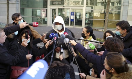 Michel speaks outside the Inspectorate General of the National Police, IGPN, in Paris, on Thursday.