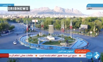 Iranian state TV broadcasts what it said was a live picture of the city of Isfahan early on Friday after  the reported strikes.