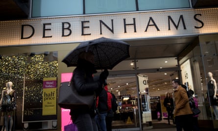 A Debenhams store in the rain