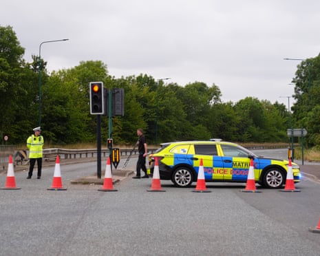 A police cordon at the scene of a fatal crash involving a police car and a Volkswagen Passat on the A66 in South Bank, near Middlesbrough on Saturday.