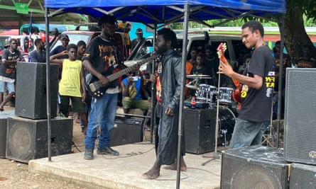 Conscience perform at a heavy metal concert, Kokopau, Bougainville.