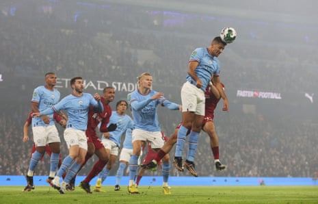Rodri gets his head to the ball. Decent start for City.