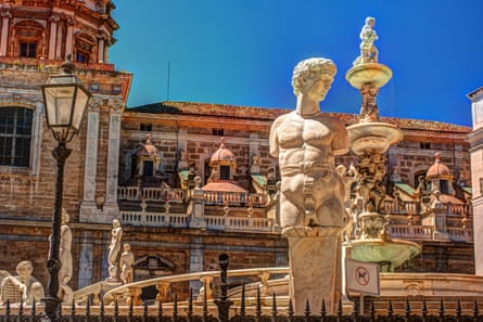Famous fountain of shame on baroque Piazza Pretoria, Palermo.