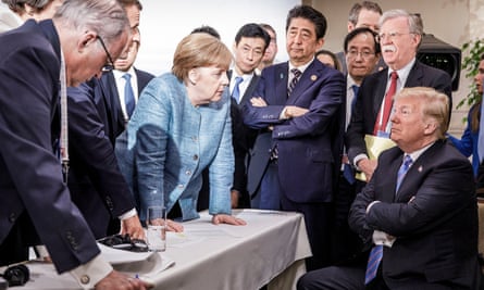 With US president Donald Trump at the G7 summit in Charlevoix, Canada in 2018.