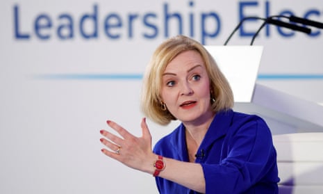 Liz Truss answers questions at a hustings event in Norwich on Thursday