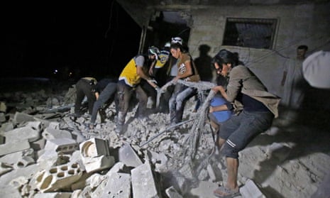 Rescuers sift through rubble following an airstrike