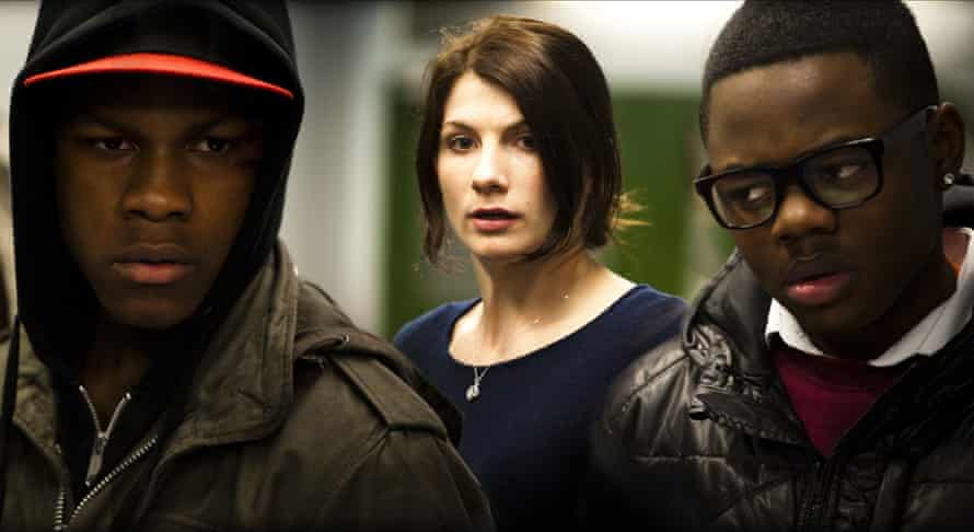 John Boyega with Jodie Whittaker and Leeon Jones in Attack The Block, 2011.