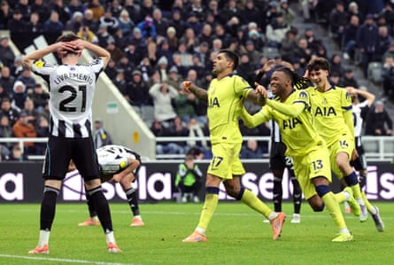 Cristian Romero races away in delight after his unlikely double