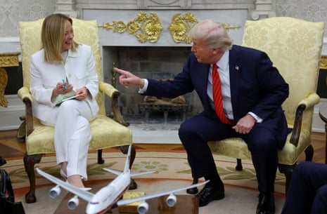 US president Donald Trump meets with Italian prime minister Giorgia Meloni in the Oval Office in April 2025.