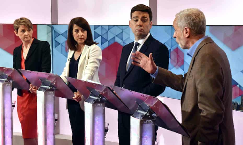A BBC debate between the Labour leadership contenders (from left): Yvette Cooper, Liz Kendall, Andy Burnham and Jeremy Corbyn. Corbyn said the welfare bill would make even bigger holes in the welfare state, leading to more people falling into poverty.