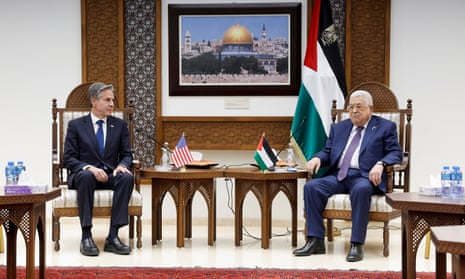 The US secretary of state Antony Blinken meets the Palestinian president, Mahmoud Abbas, in the West Bank city of Ramallah.