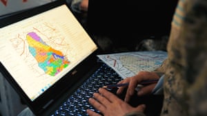 Un mapa se muestra en una pantalla.