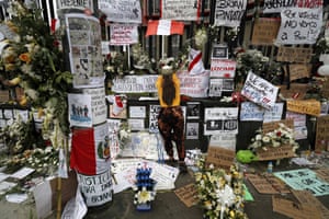 Tributes are laid on 14 November at the place where university students Inti Sotelo and Jack Pintado died during protests