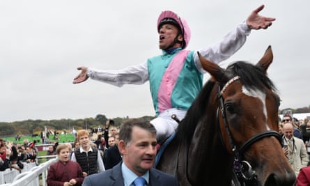 Frankie Dettori on Enable, a prominent British-trained winner of the Prix de l’Arc de Triomphe.