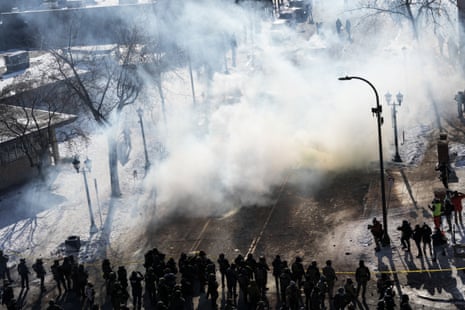 Scene of a shooting involving federal immigration agents in MinneapolisTear gas clouds during clashes between federal agents and community members at the scene of a shooting involving federal immigration agents in Minneapolis, Minnesota.