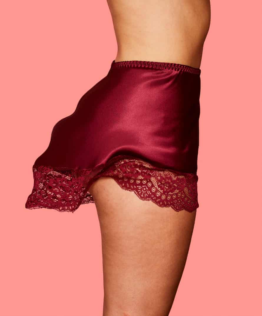 Woman farting in silk underwear