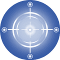 Illustration of crosshairs in the style of a circuitboard