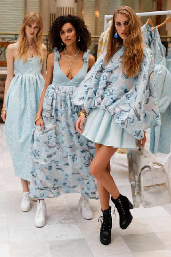 Lustrous locks: models with various hairstyles at Paul Costelloe.