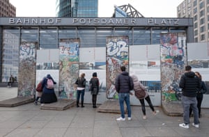 Small sections of the original wall dot the area around Potsdamer Platz