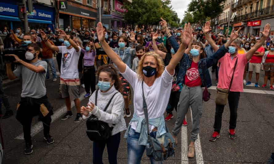 protests in madrid over coronavirus