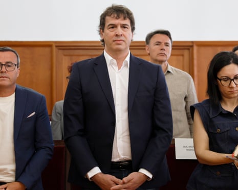 David Sanchez, brother of Spanish prime minister Pedro Sánchez attend the start of his trial at the provincial court of Badajoz, Spain.