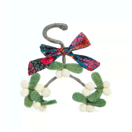 Liberty Christmas Mini Mistletoe Hanger with Bow Ornament