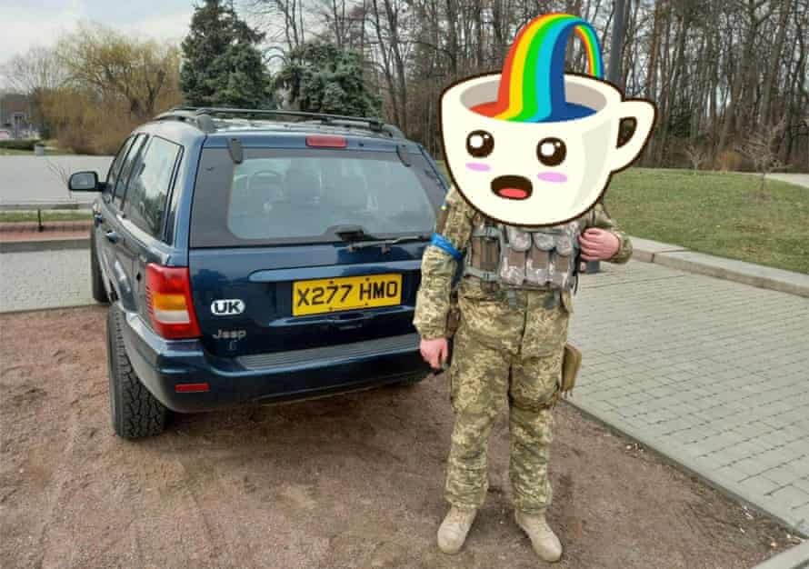 Used British cars are transported to the front line of war in Ukraine.