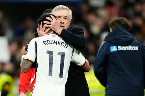 Rodrygo and Carlo Ancelotti.