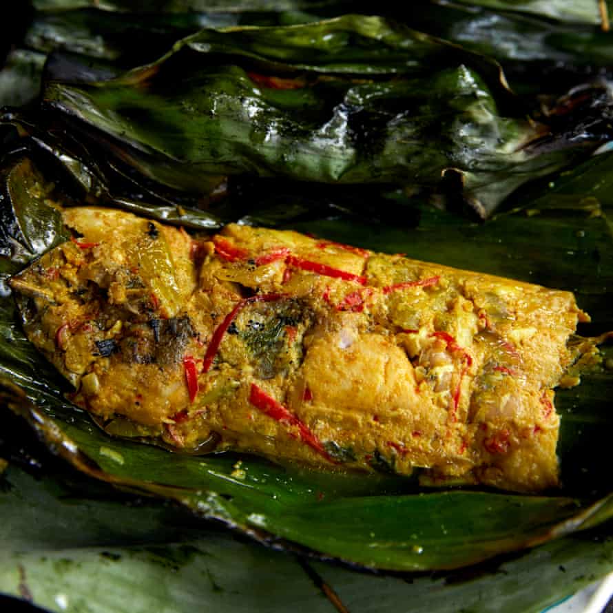 Oh, surprise: Bali snapper grilled in banana leaves