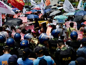 Protesters and police