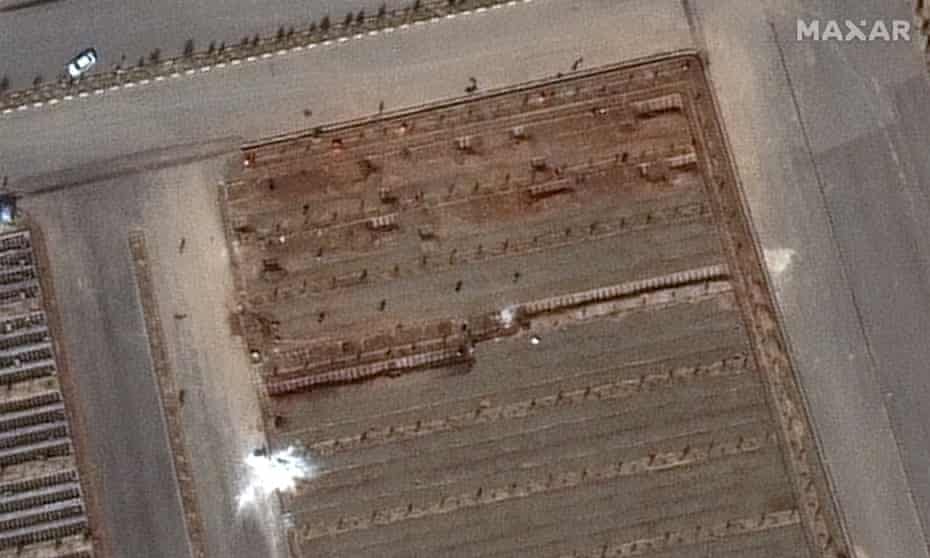 Satellite images show Behesht Masoumeh cemetery, including what is believed to be newly-dug grave trenches in the Iranian city of Qom.