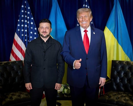 US president Donald J. Trump and Ukrainian president Volodymyr Zelenskyy meeting at the United Nations (UN) headquarters in New York, USA.