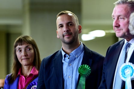 Zack Polanski, Green Party leader, at the Holborn and St Pancras byelection count.