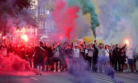 Supporters celebrate at the anti-racist tournament in Hamburg