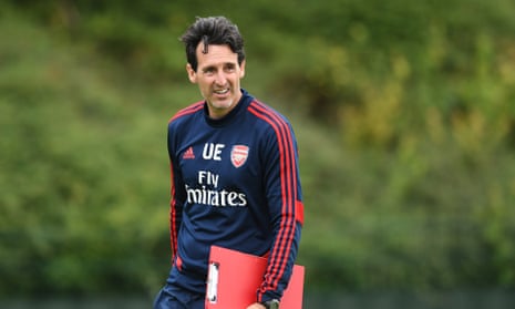 Unai Emery during a training session at London Colney