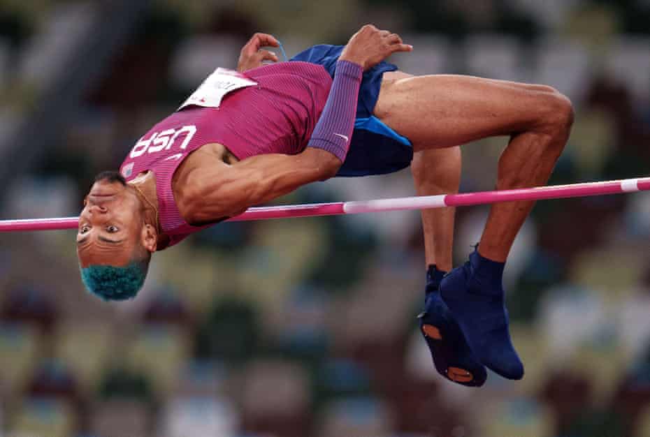 Roderick Townsend in the high jump.